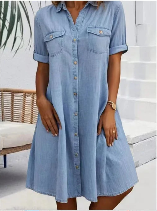 Indigo Utility Shirt Dress