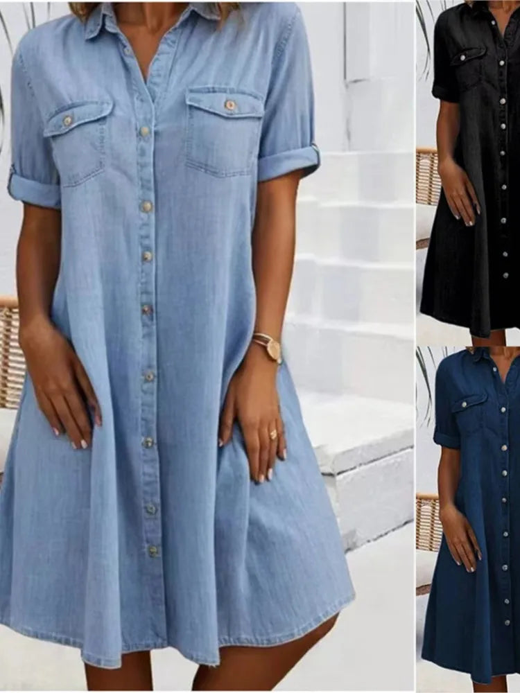 Indigo Utility Shirt Dress