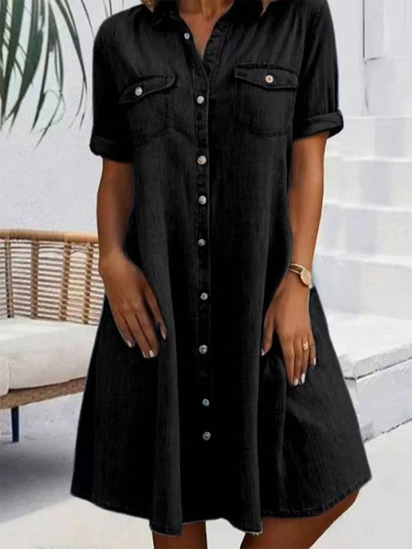 Indigo Utility Shirt Dress