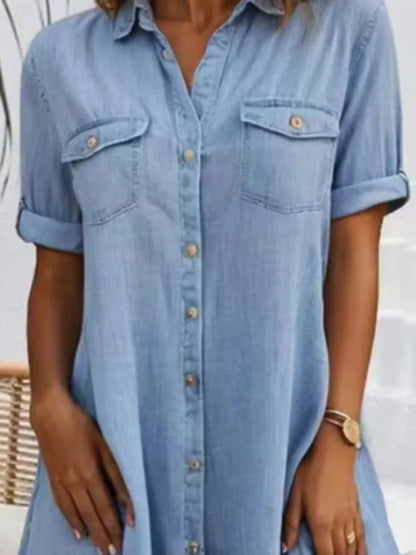Indigo Utility Shirt Dress