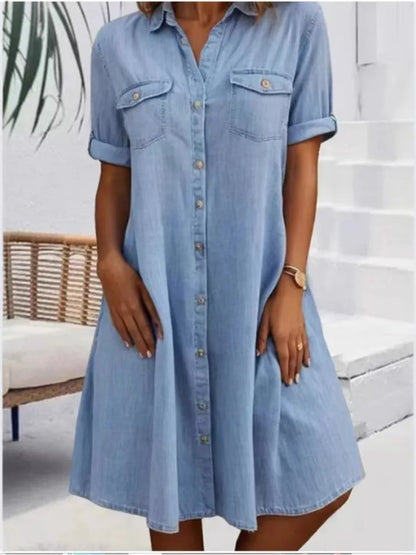 Indigo Utility Shirt Dress