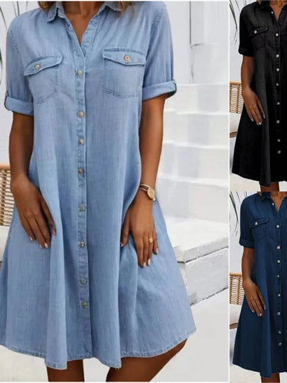 Indigo Utility Shirt Dress